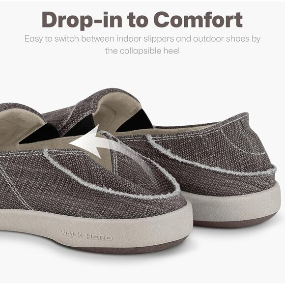 〽️Men\'s Brown Slip On Canvas Loafers Arch Support Orthopedic Walking Shoes main image 8